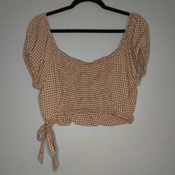 Gingham Aeropostale Fake Wrap Crop Top - Picture 2 of 4
